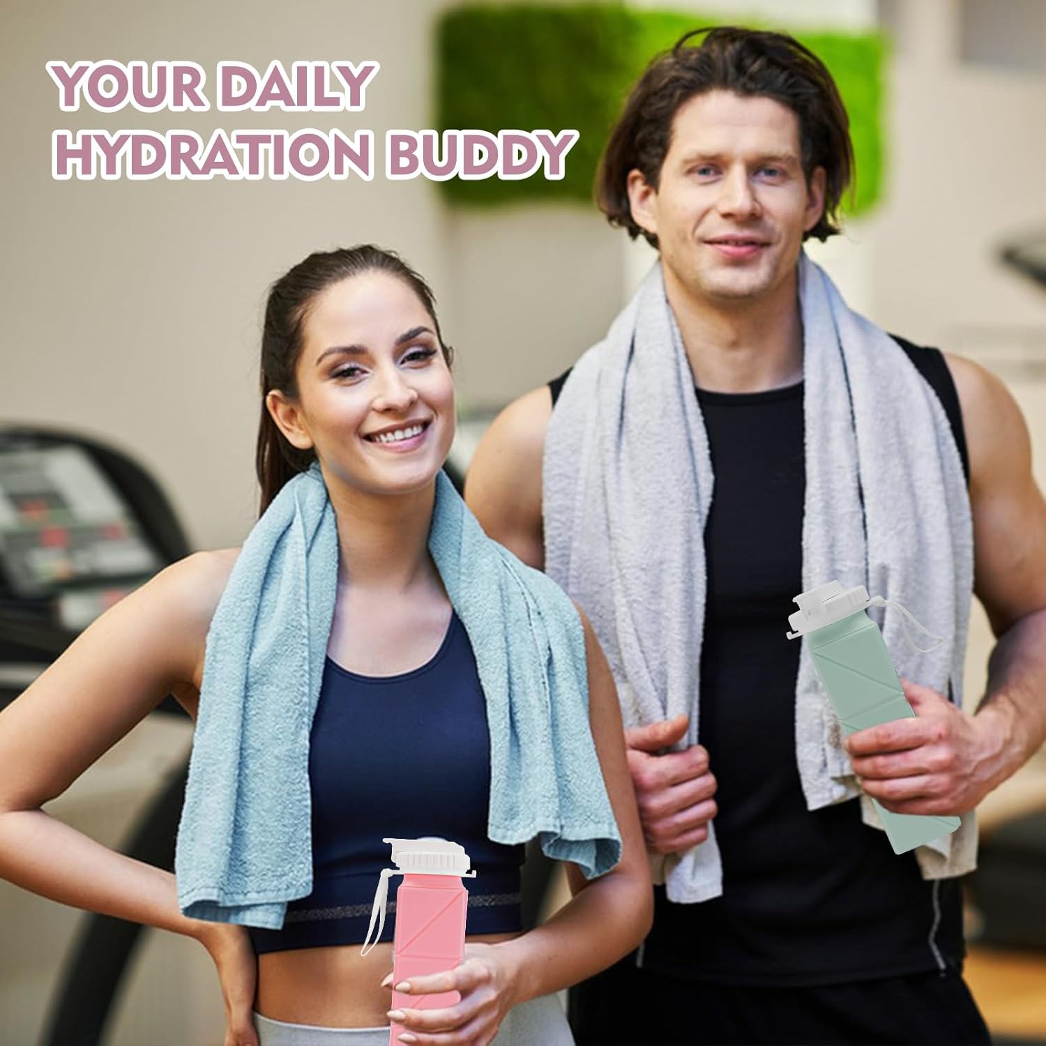 Collapsible Water Bottles 610ml | BPA Free Leakproof Lightweight Foldable Silicon Water Bottles | Twistable Water Cup | for Travel Gym Hiking Outdoor Camping Running Cycling Sports (Pink) - Image 7